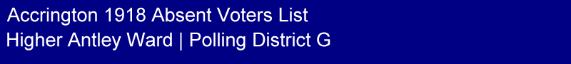 Title - Accrington 1918 Absent Voters List, Polling District G