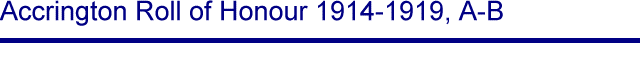 Title - Accrington Roll of Honour 1914-1919, A-B