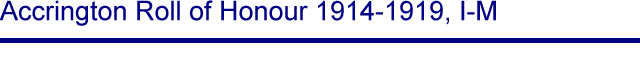 Title - Accrington Roll of Honour 1914-1919, I-M