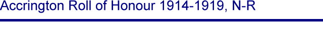Title - Accrington Roll of Honour 1914-1919, N-R