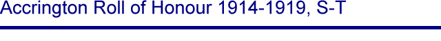 Title - Accrington Roll of Honour 1914-1919, S-T