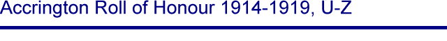 Title - Accrington Roll of Honour 1914-1919, U-Z