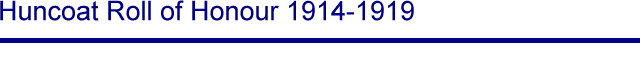Title - Huncoat Roll of Honour 1914-1919