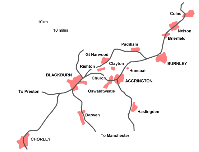 Map of East Lancashire